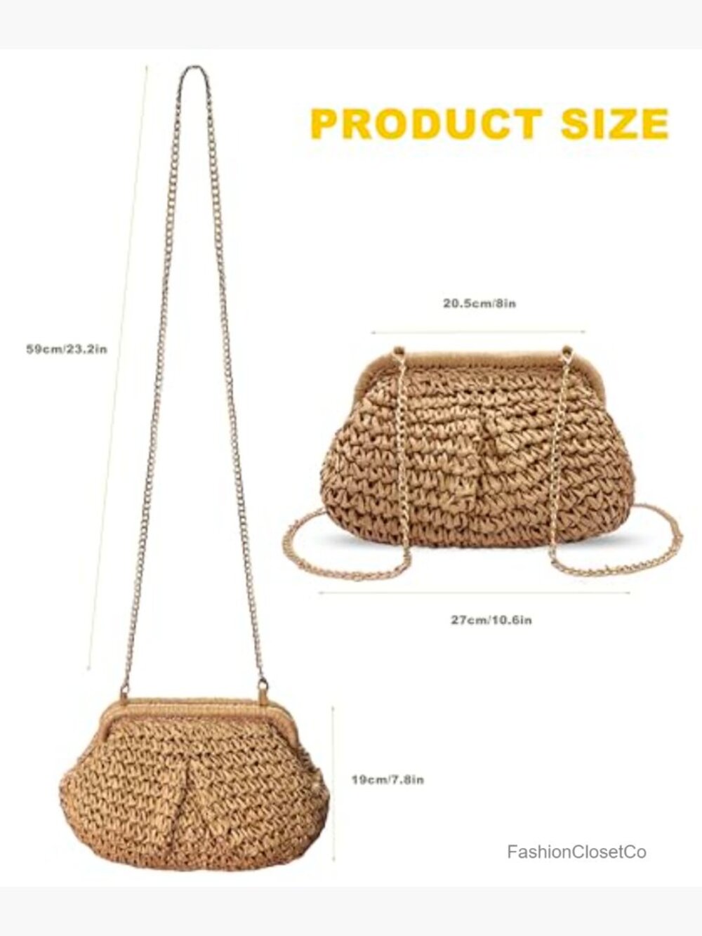 Woven Straw Clutch Crossbody Bag for Women Summer Beach Evening Handbag Boho - Picture 3 of 7